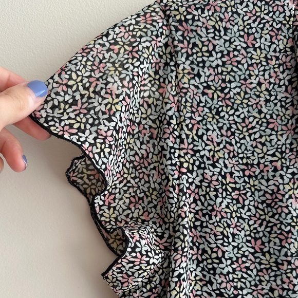 Nine West Floral Button Down Blouse, Multicolor Ribbon Tie Top, Size 6 - Picture 6 of 16